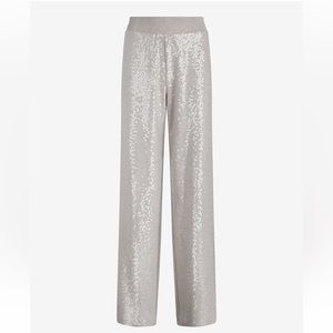 High Waisted Knit Sequin Wide Leg Pant